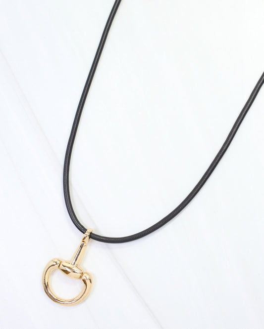 Finley Horsebit Cord Necklace Black