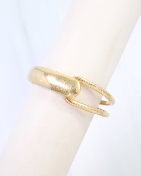 Ithaca Hinged Bangle Bracelet Worn Gold