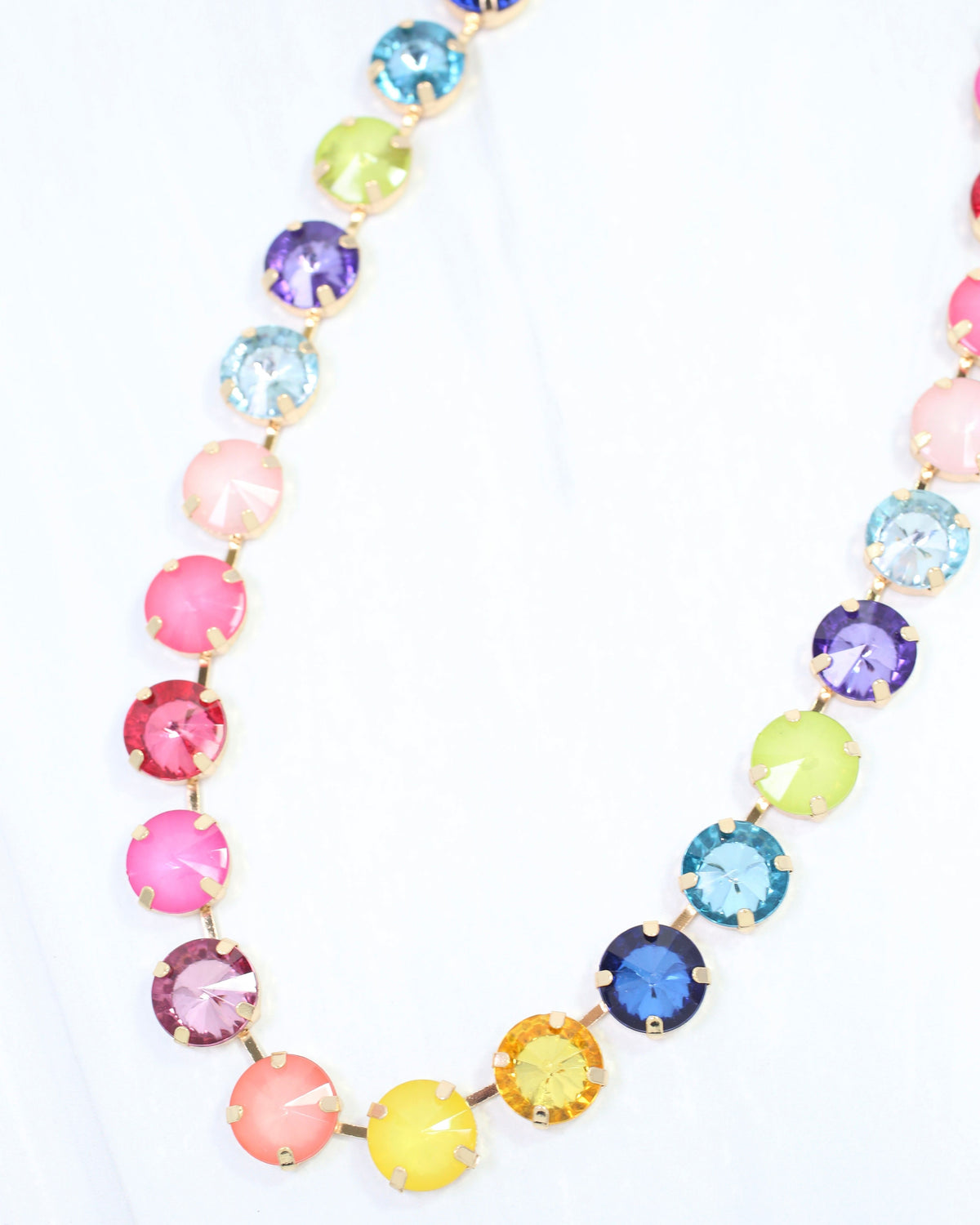Shalimar Large Rhinestone Necklace Rainbow