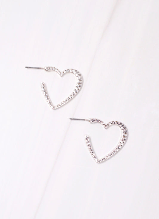Espinosa Heart Hoop Earring WORN SILVER
