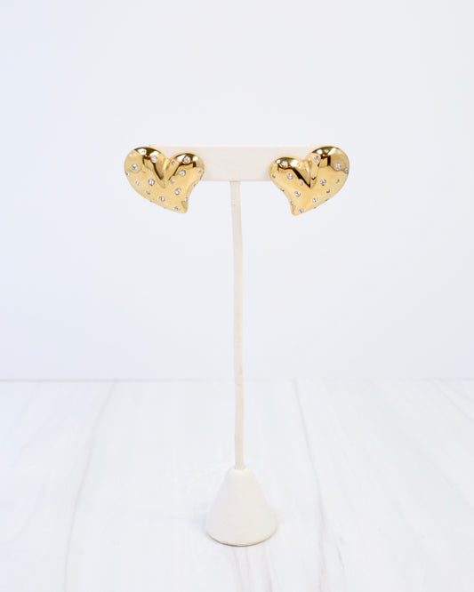 Sweetie CZ Embellished Heart Earring Gold