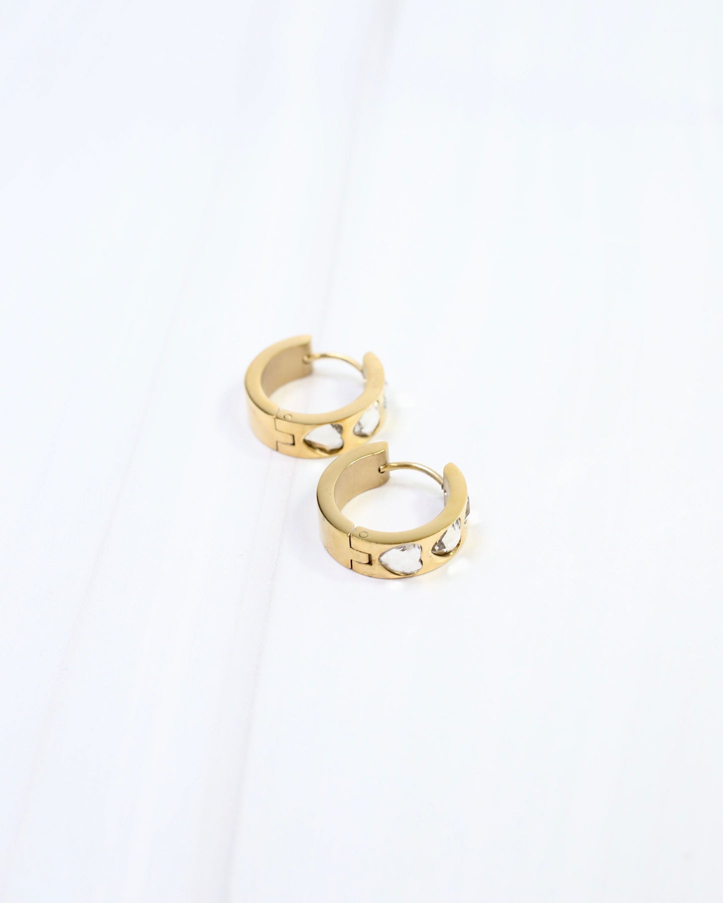 Luci CZ Heart Hoop Earring WP Gold