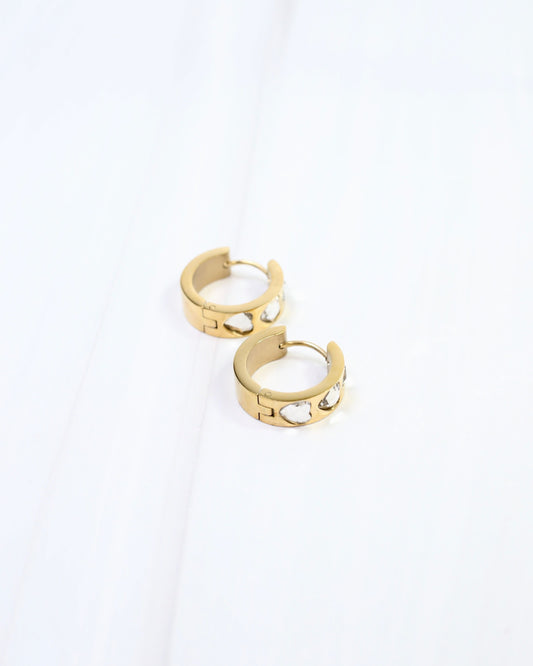 Luci CZ Heart Hoop Earring WP Gold