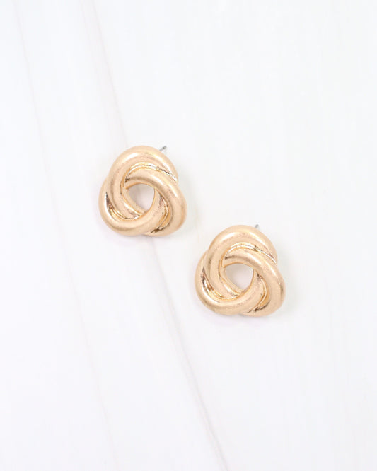 Osprey Open Knot Earring Worn Gold