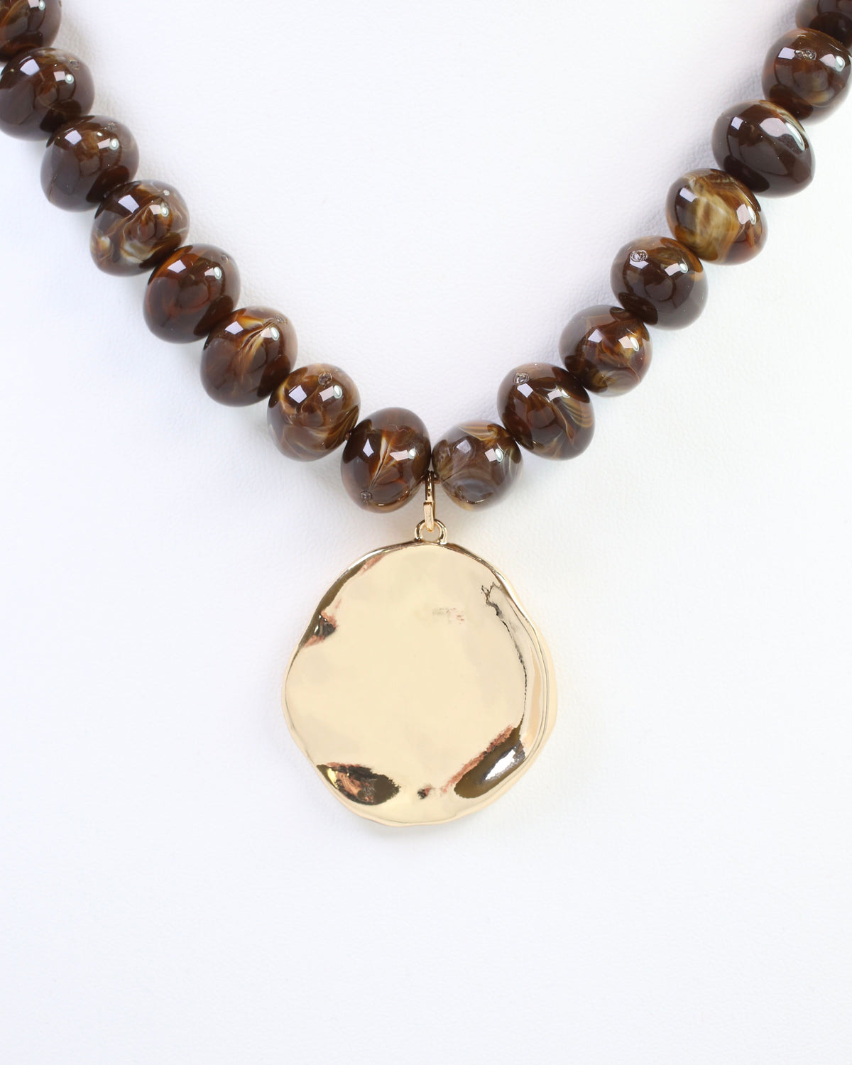 Douglas Beaded Pendant Necklace Brown