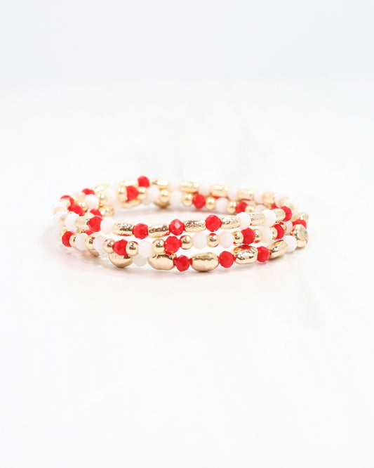 Spirit Beaded Bracelet Set Red White