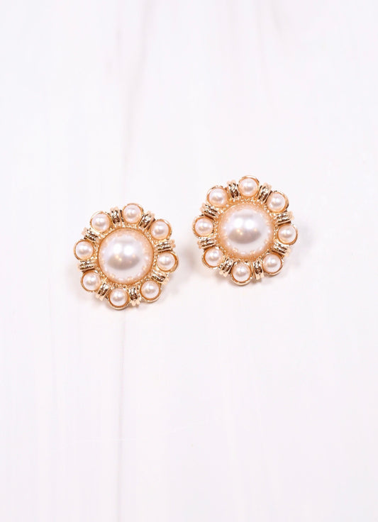 Valerian Pearl Stud Earring GOLD - Caroline Hill