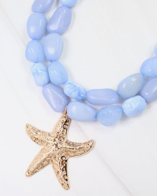 Queensland Marble Layered Starfish Necklace Dusty Blue