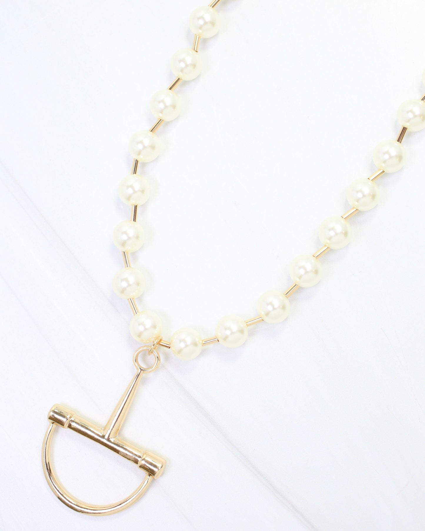 Carney Pearl Horsebit Necklace WR Gold