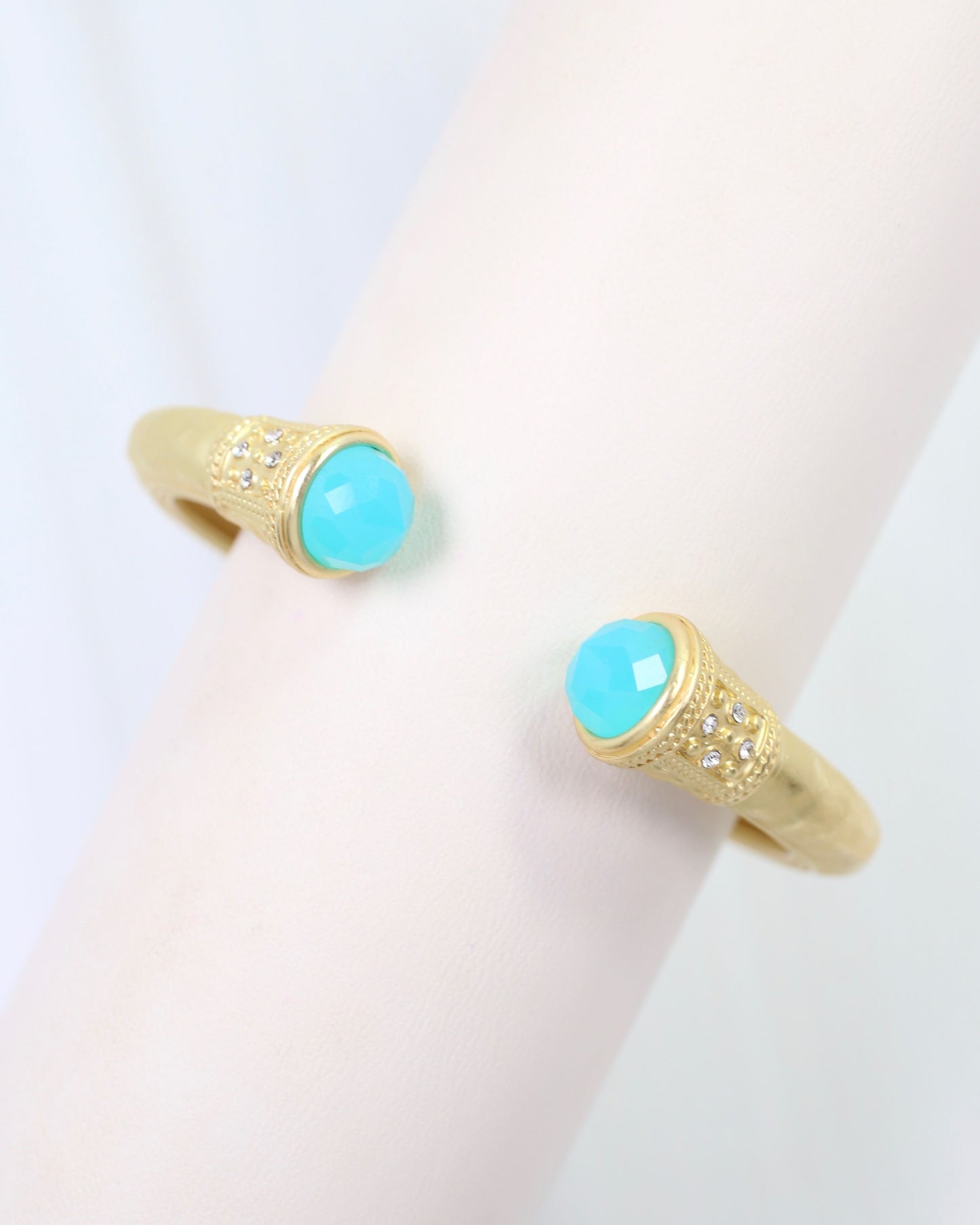 Colette Hammered Hinged Cuff Bracelet Aqua