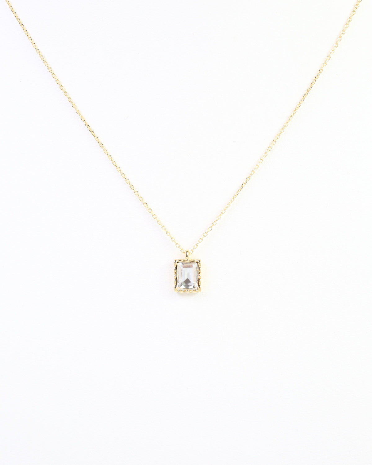 Edwardo Emerald Cut CZ Necklace WR Clear