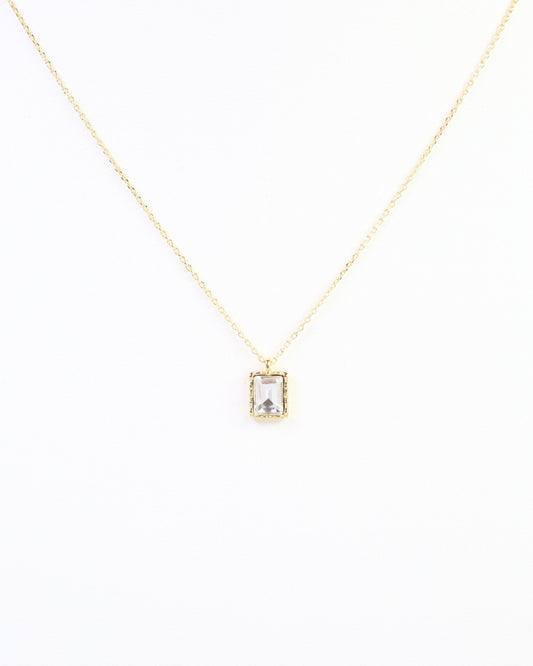 Edwardo Emerald Cut CZ Necklace WR Clear