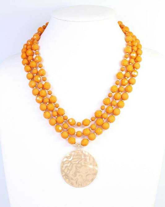 Abbott Beaded Pendant Necklace Orange