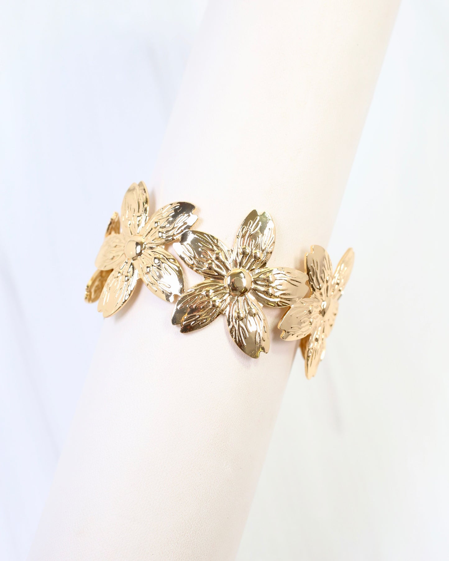 Natchez Flower Cuff Bracelet Gold