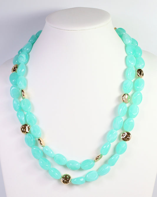Amesbury Beaded Layered Necklace Aqua