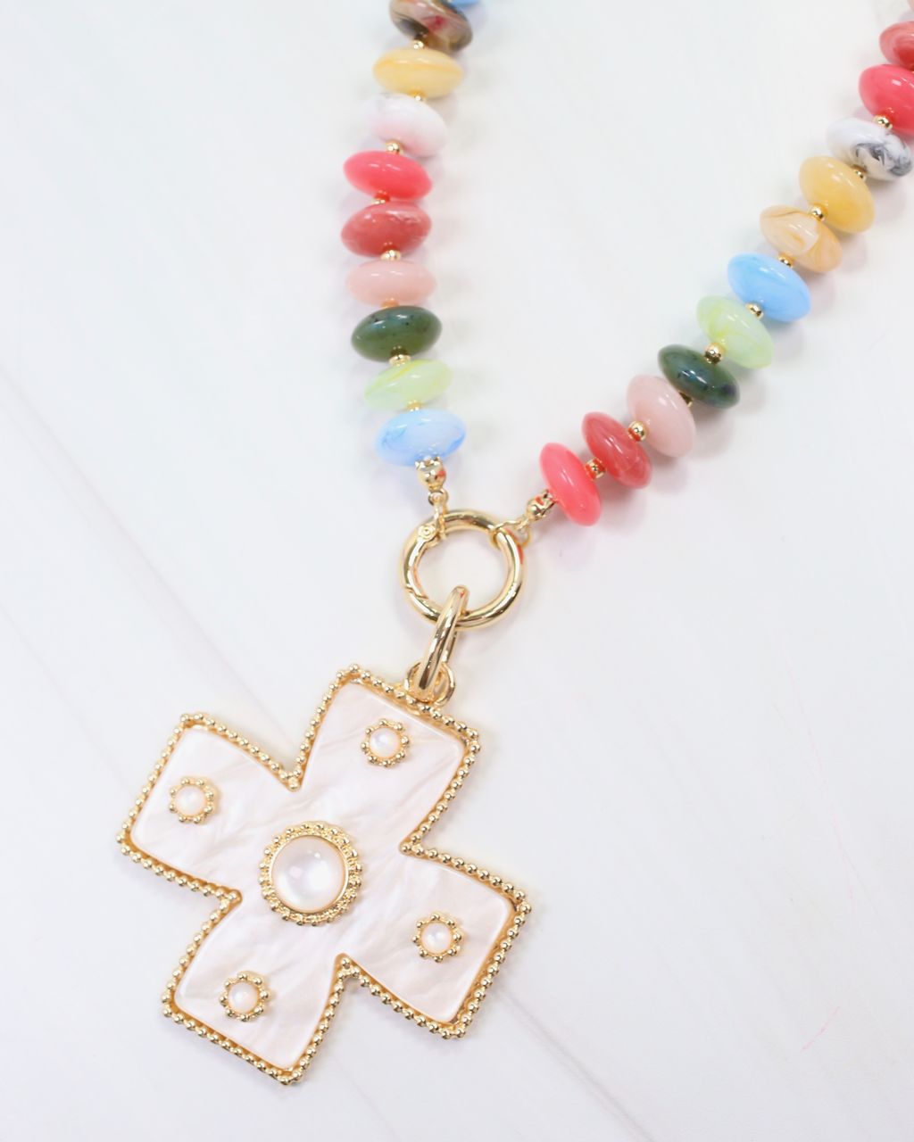 Cayce Large Cross Charm Mother Of Pearl