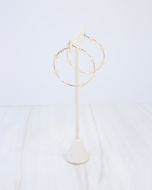 Mount Clemens Pearl Hoop Earring Gold