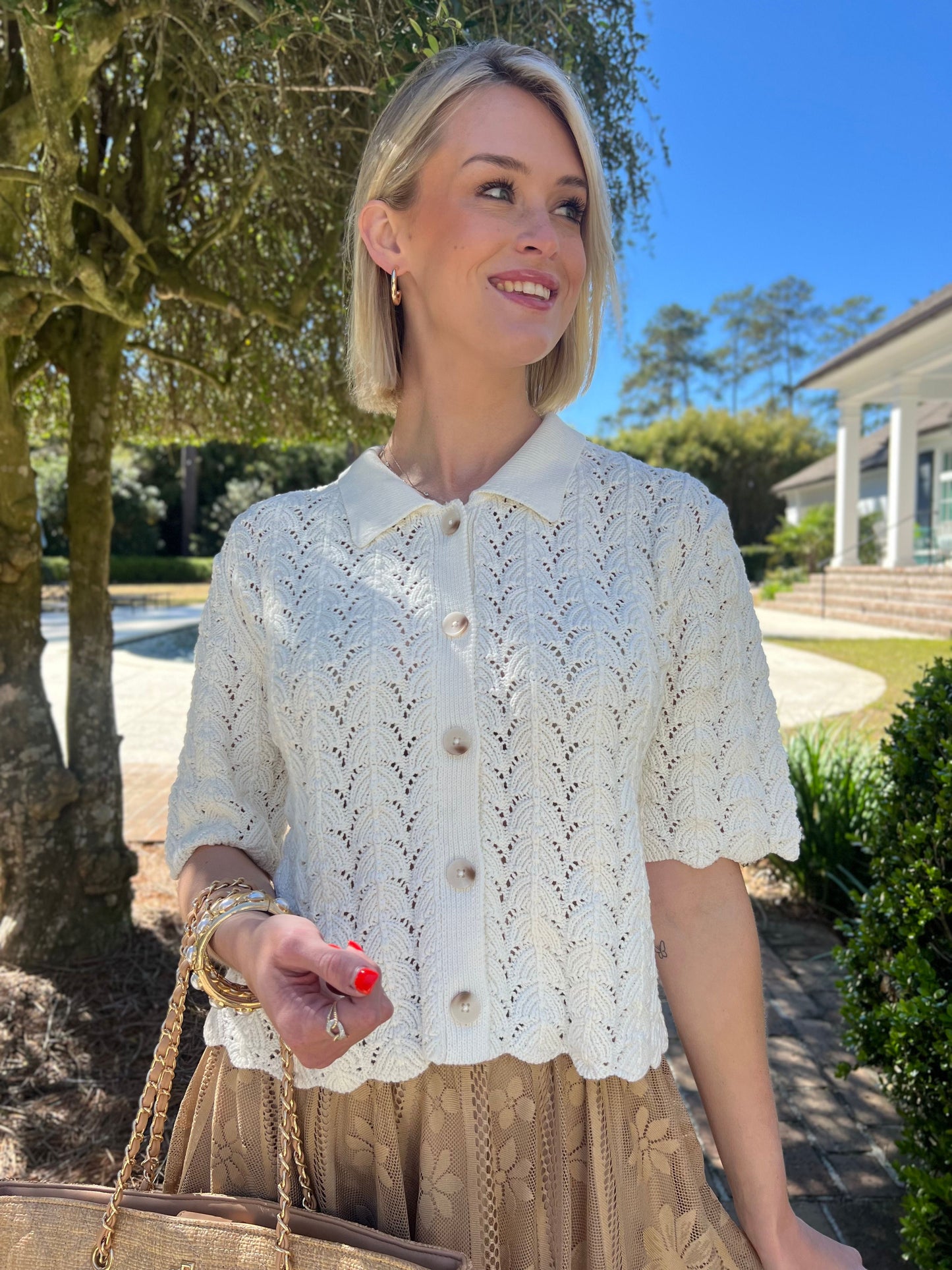 Pleasant Surprise Ivory Crotchet Cardigan