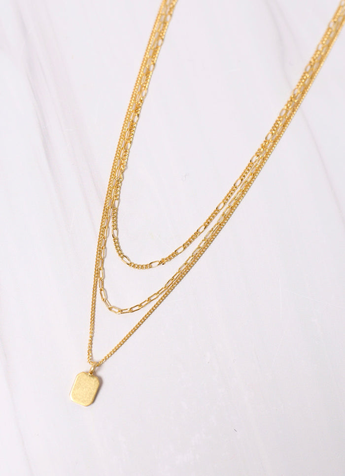 Wilsonia Layered Necklace with Charm GOLD - Caroline Hill