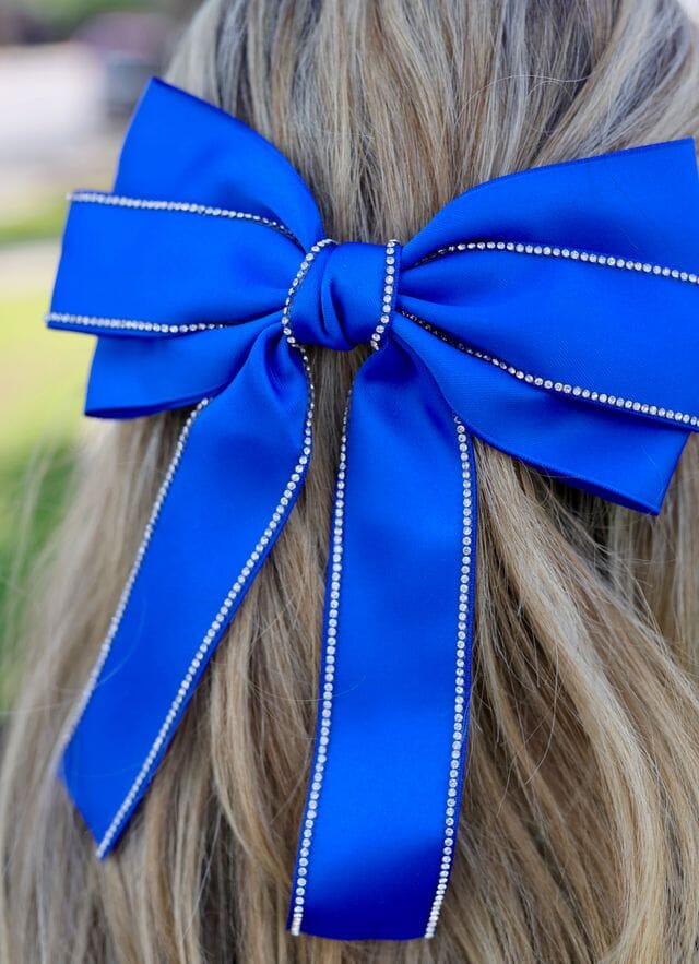 Winifred CZ Lined Hair Bow BLUE - Caroline Hill