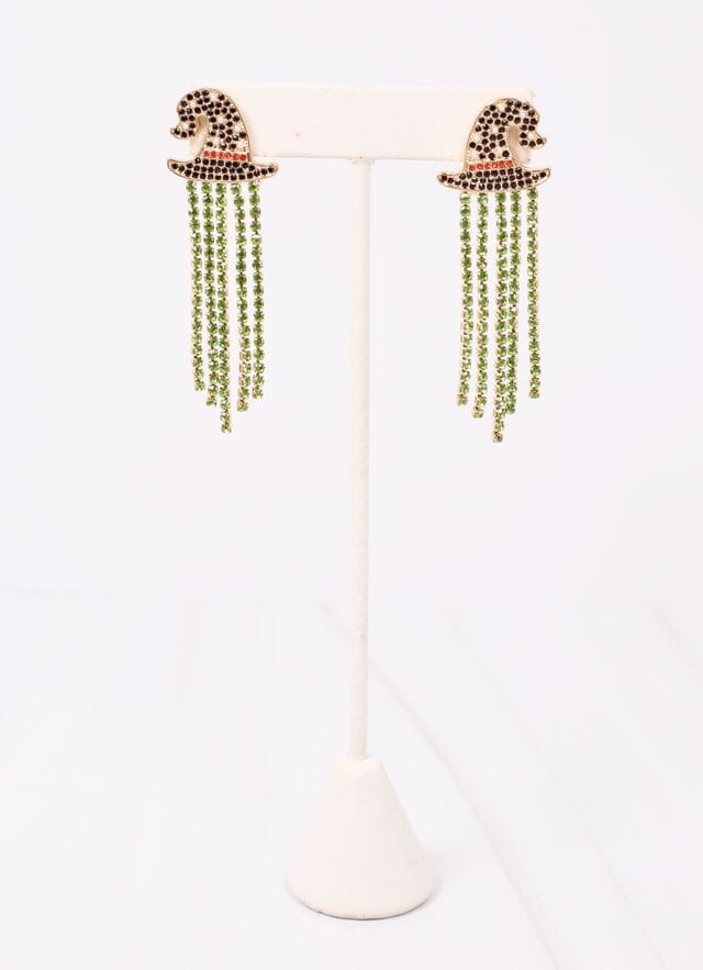 Witching Around CZ Fringe Earring GREEN - Caroline Hill