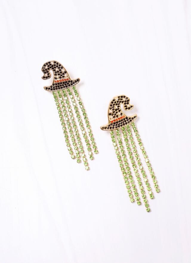 Witching Around CZ Fringe Earring GREEN - Caroline Hill