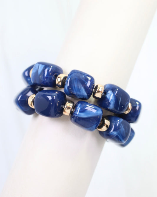 Raquel Beaded Bracelet Set Navy