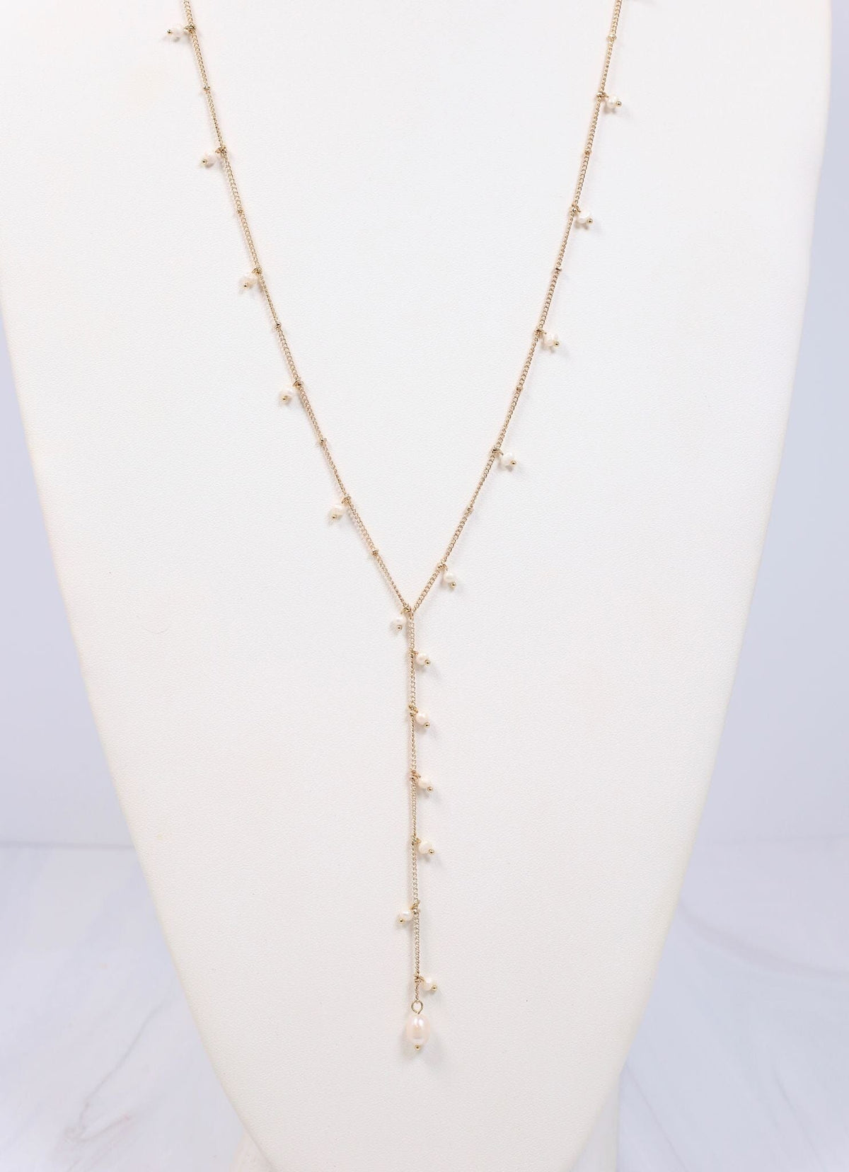 Wrighty Pearl Y Necklace GOLD - Caroline Hill