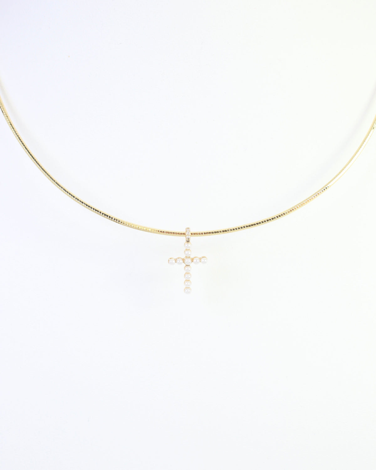 Marianne Pearl Cross Necklace WR Gold