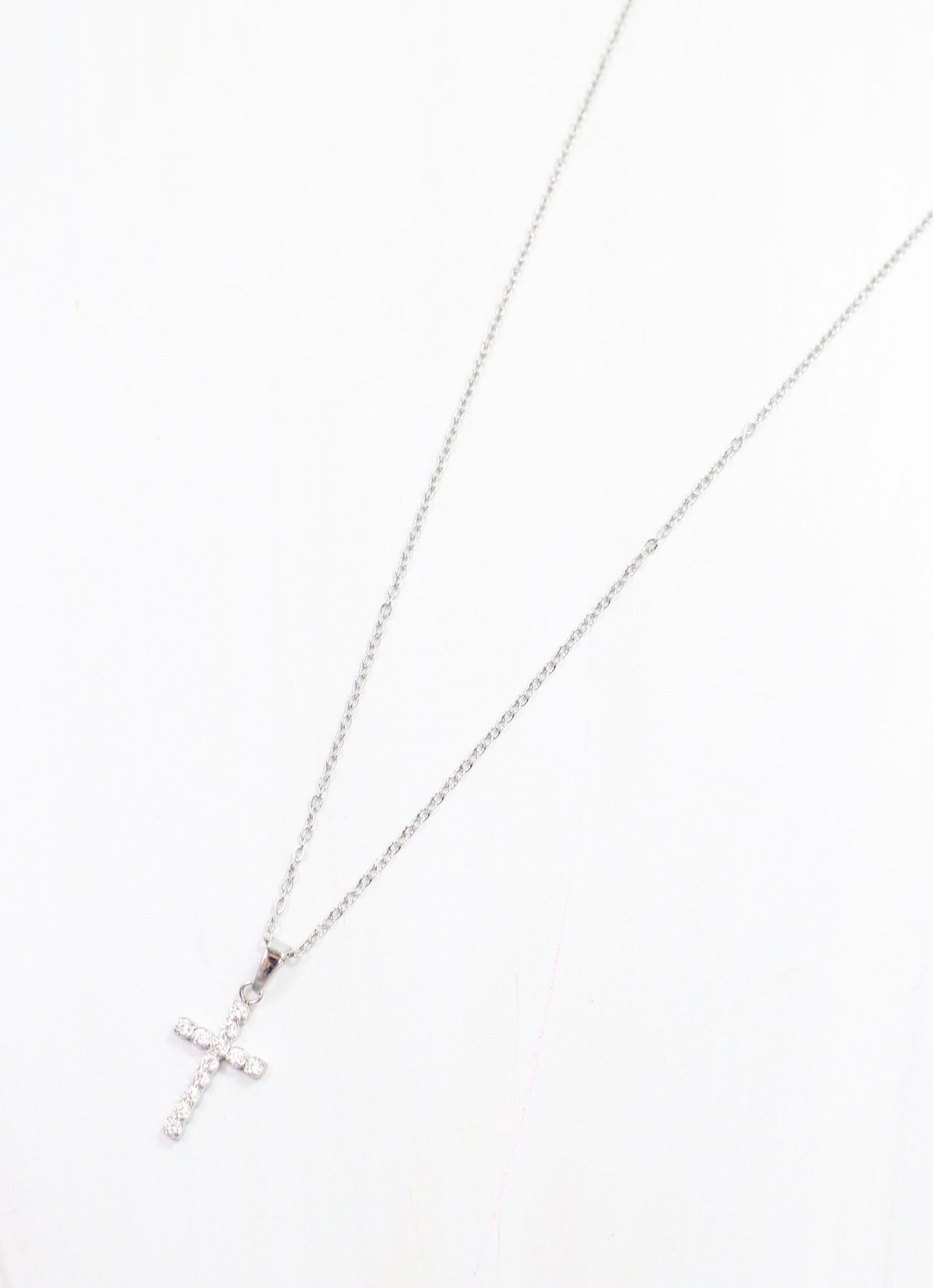 Jamey CZ Cross Necklace Silver