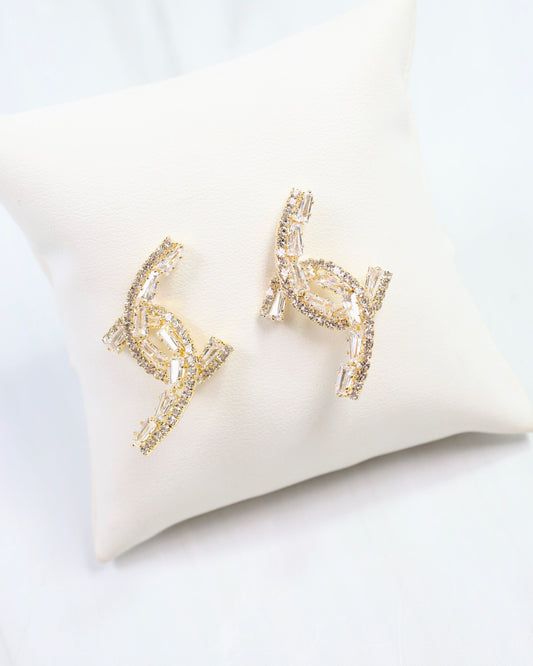 Do the Twist Crystal Earring Gold