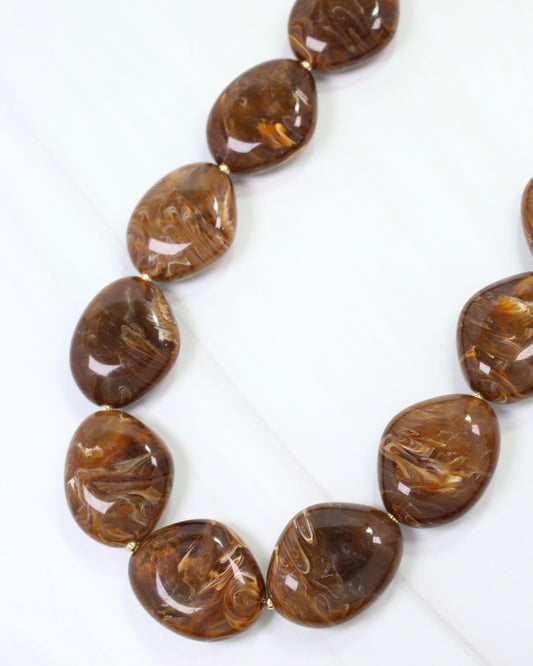 Bowlie Chunky Marble Necklace Brown