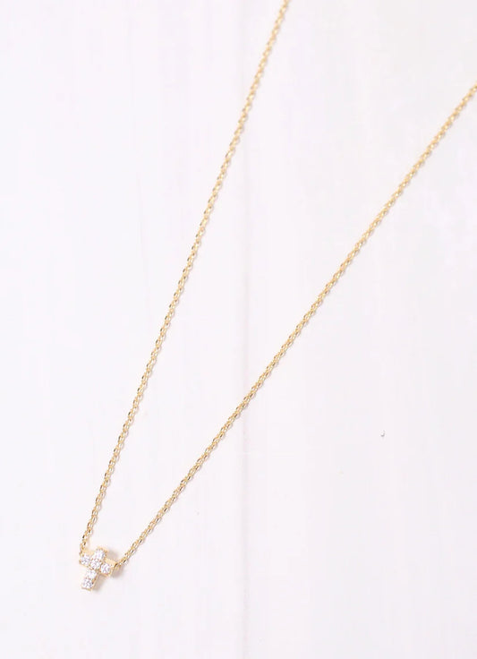 Shannen CZ Cross Necklace GOLD