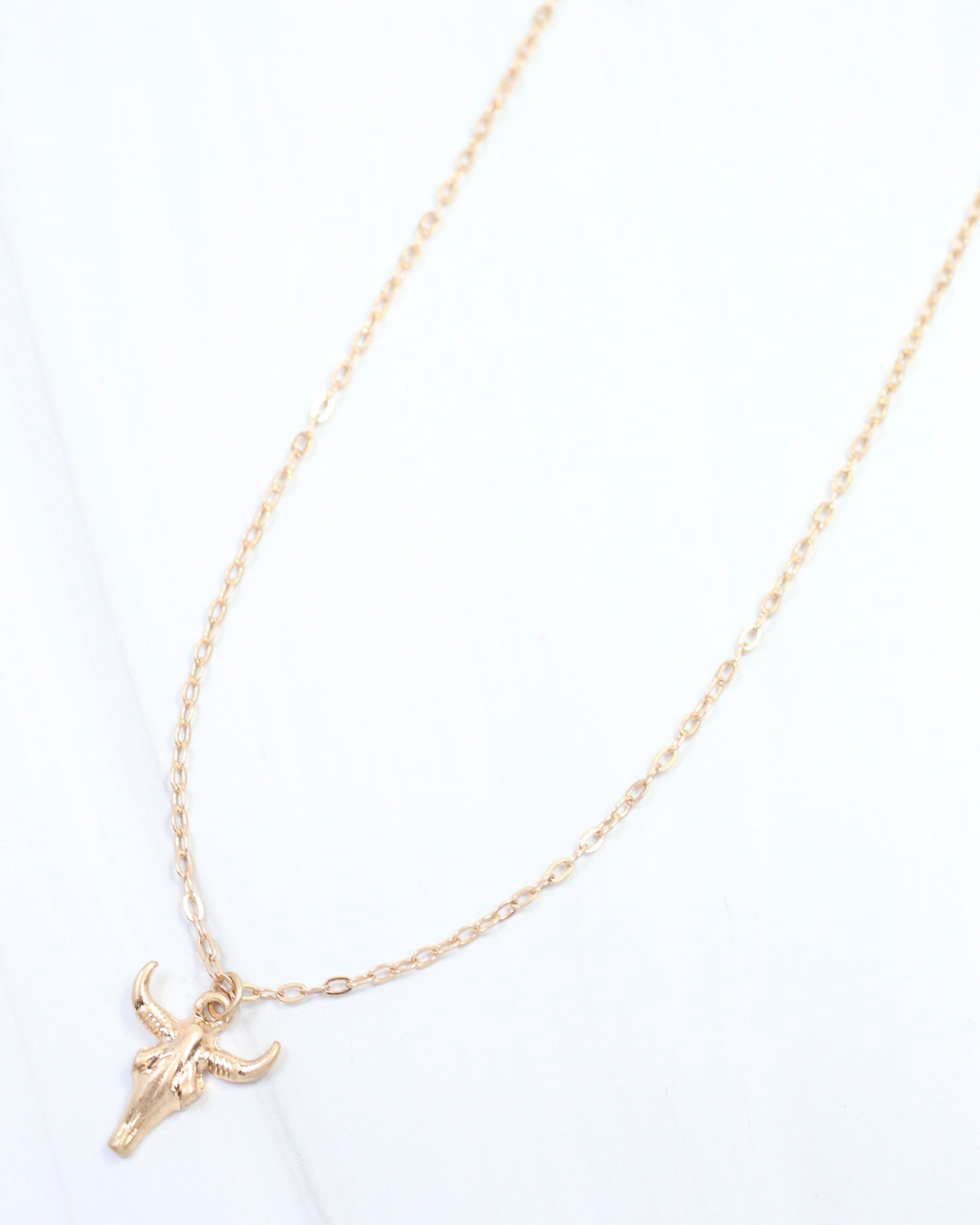 Cecily Bull Pendant Necklace Worn Gold