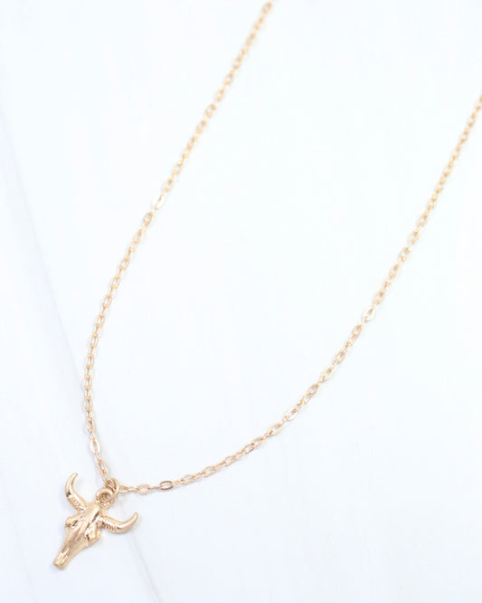 Cecily Bull Pendant Necklace Worn Gold