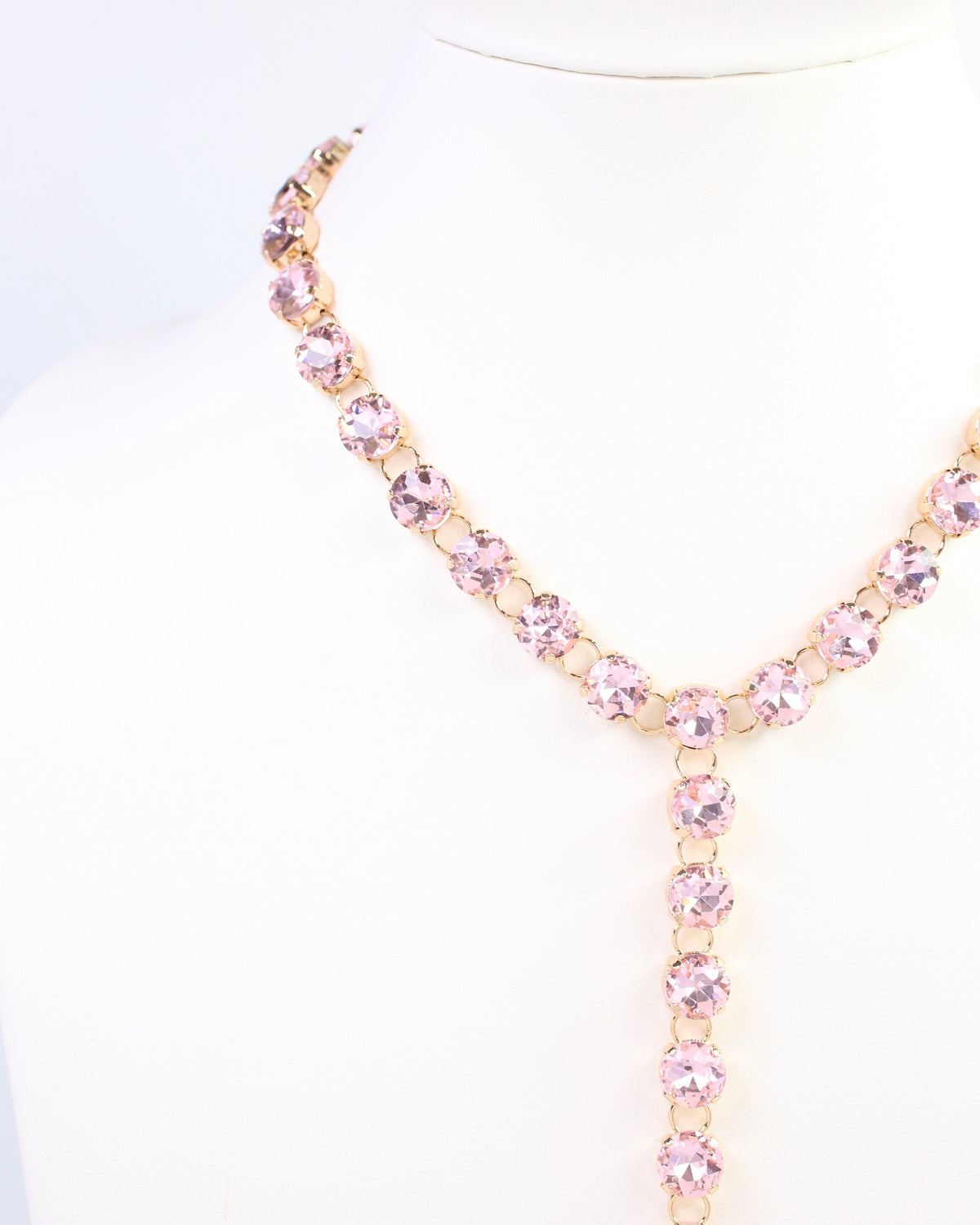 Andrea Rhinestone Y Necklace Pink