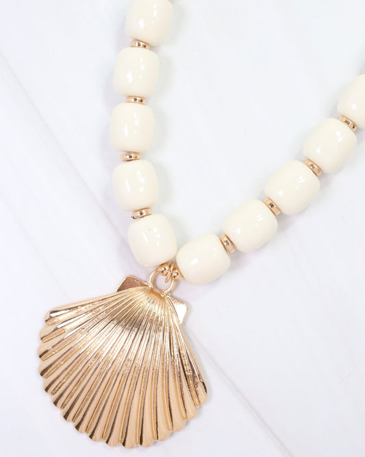 Muriel Beaded Shell Necklace Ivory