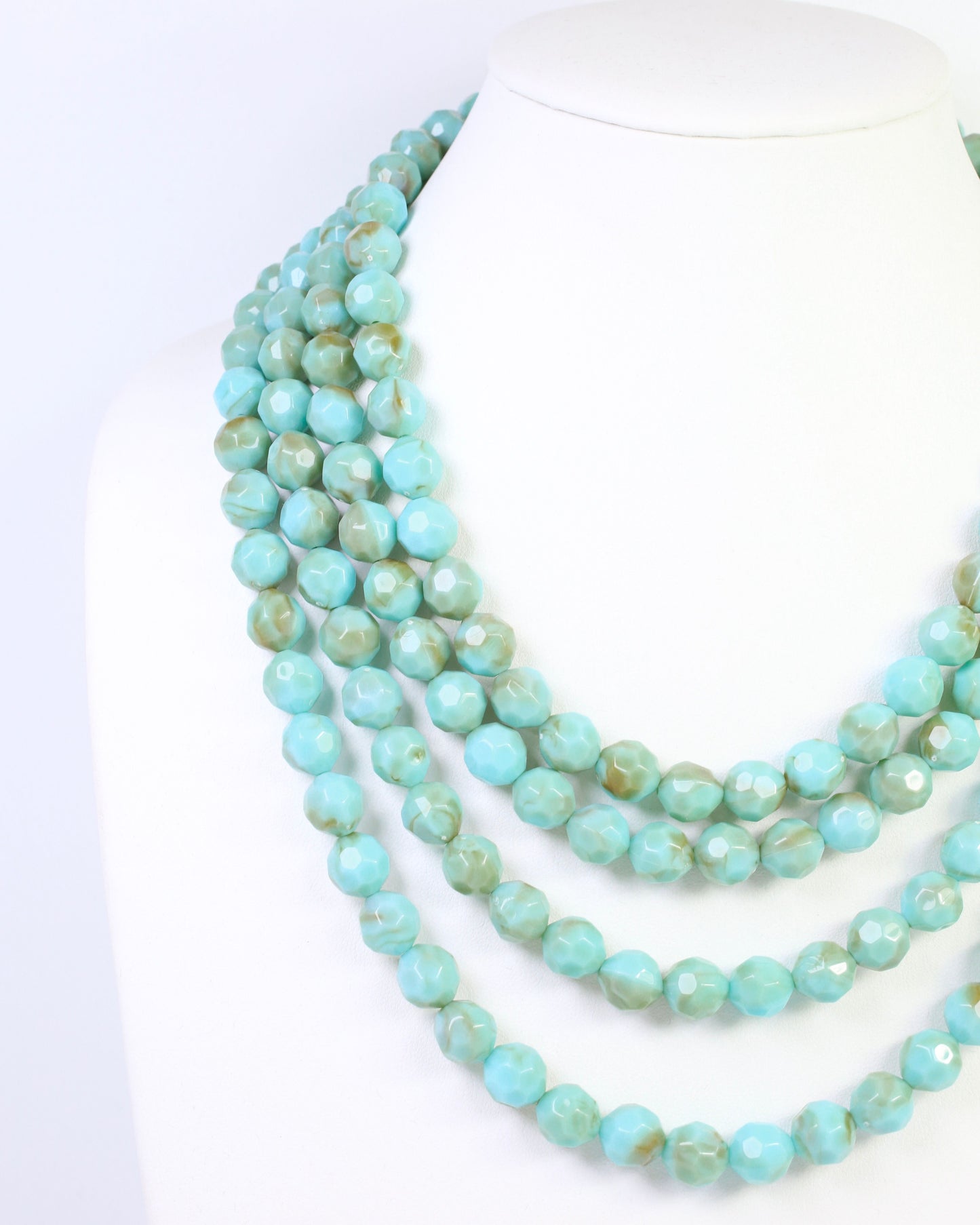 Mariam Beaded Layered Buckle Necklace Turquoise