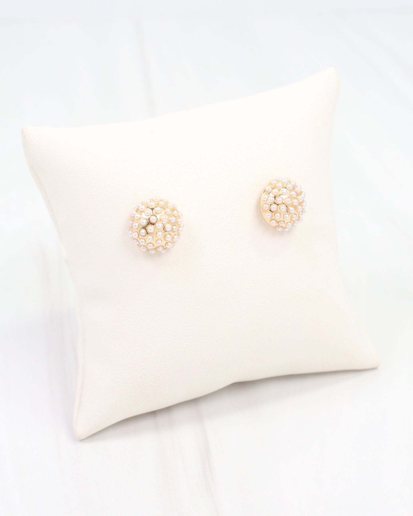 Modena Pearl Pave Stud Earring Gold