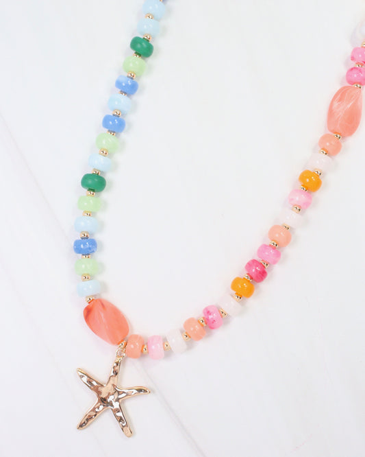 Lecce Beaded Starfish Necklace Multi