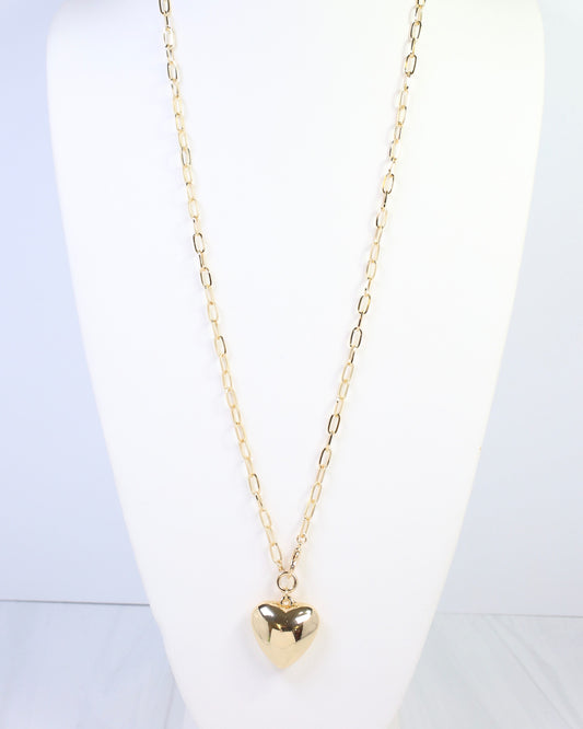 Newburgh Puffy Heart Link Necklace Gold