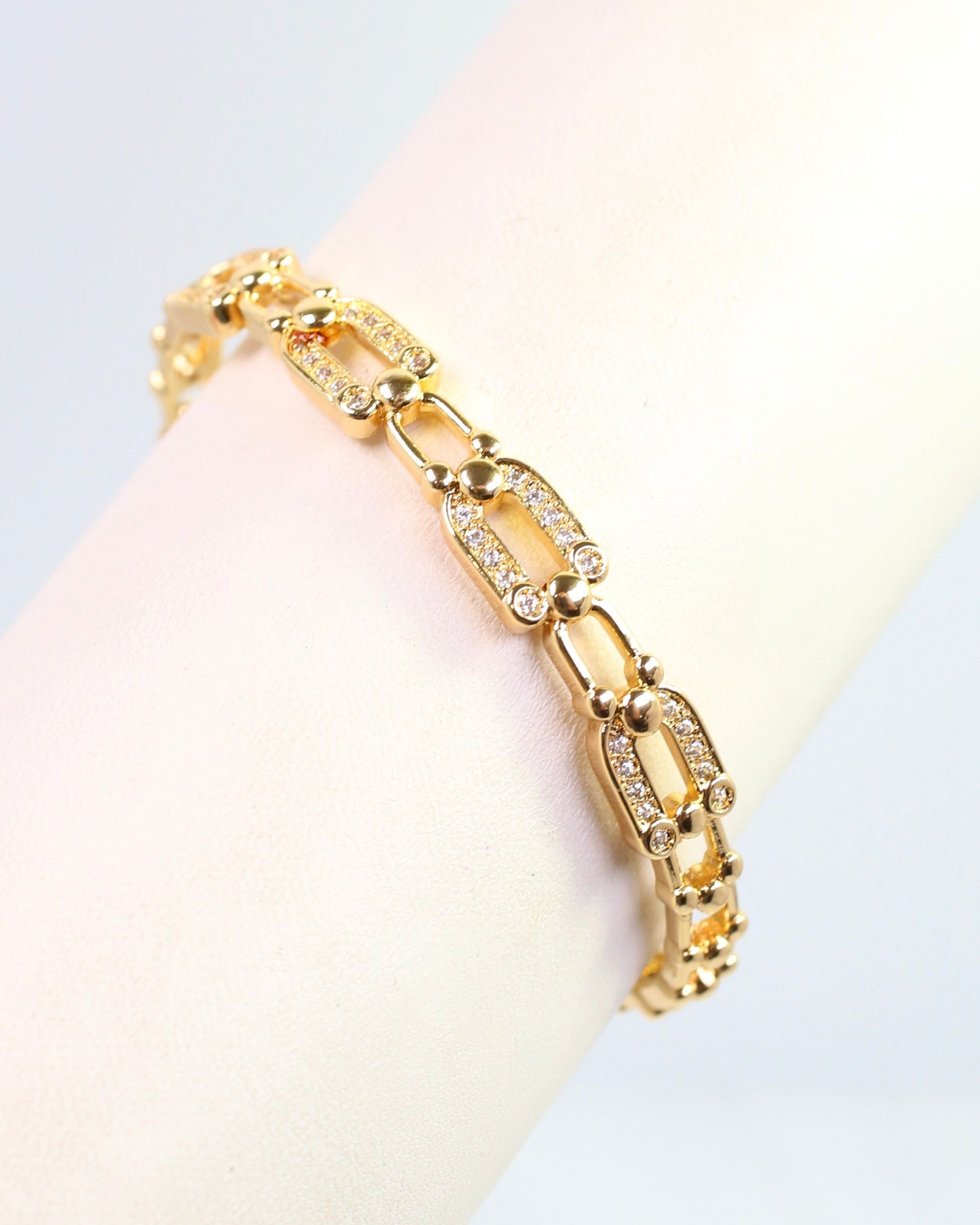 Halle CZ Horsebit Cuff Bracelet Gold