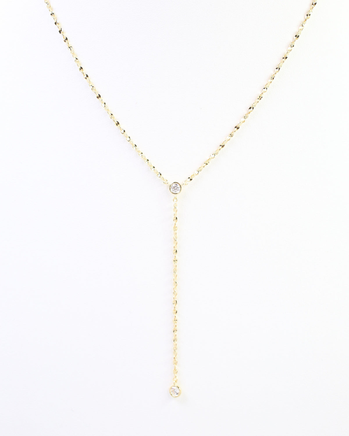 Brittan Bezel Oval CZ Drop Y Necklace WR Gold