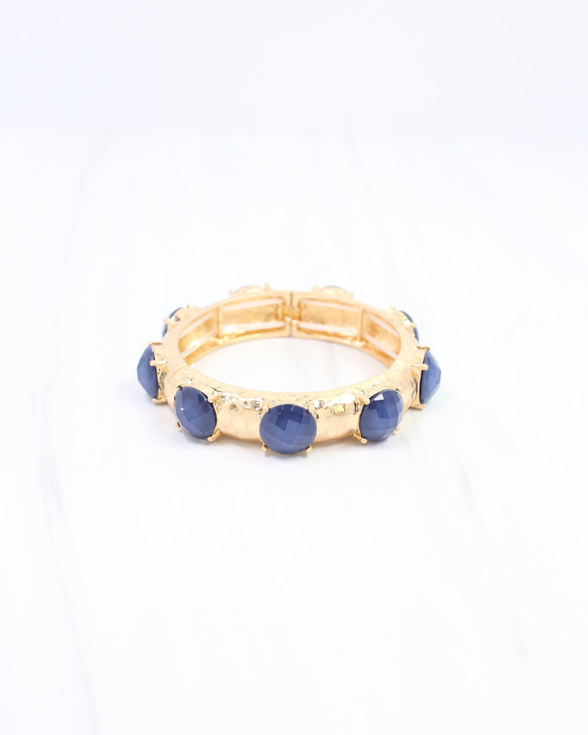 Mazie Faceted Stone Stretch Bracelet Navy