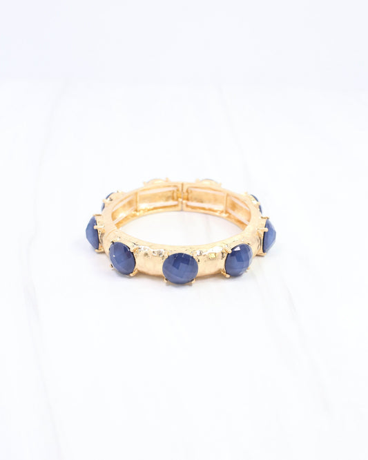 Mazie Faceted Stone Stretch Bracelet Navy