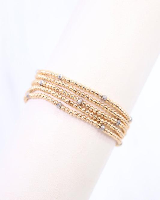 Malena Beaded Bracelet Set Hematite