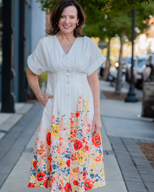 Naomi Floral Short Cuff Sleeve Dress