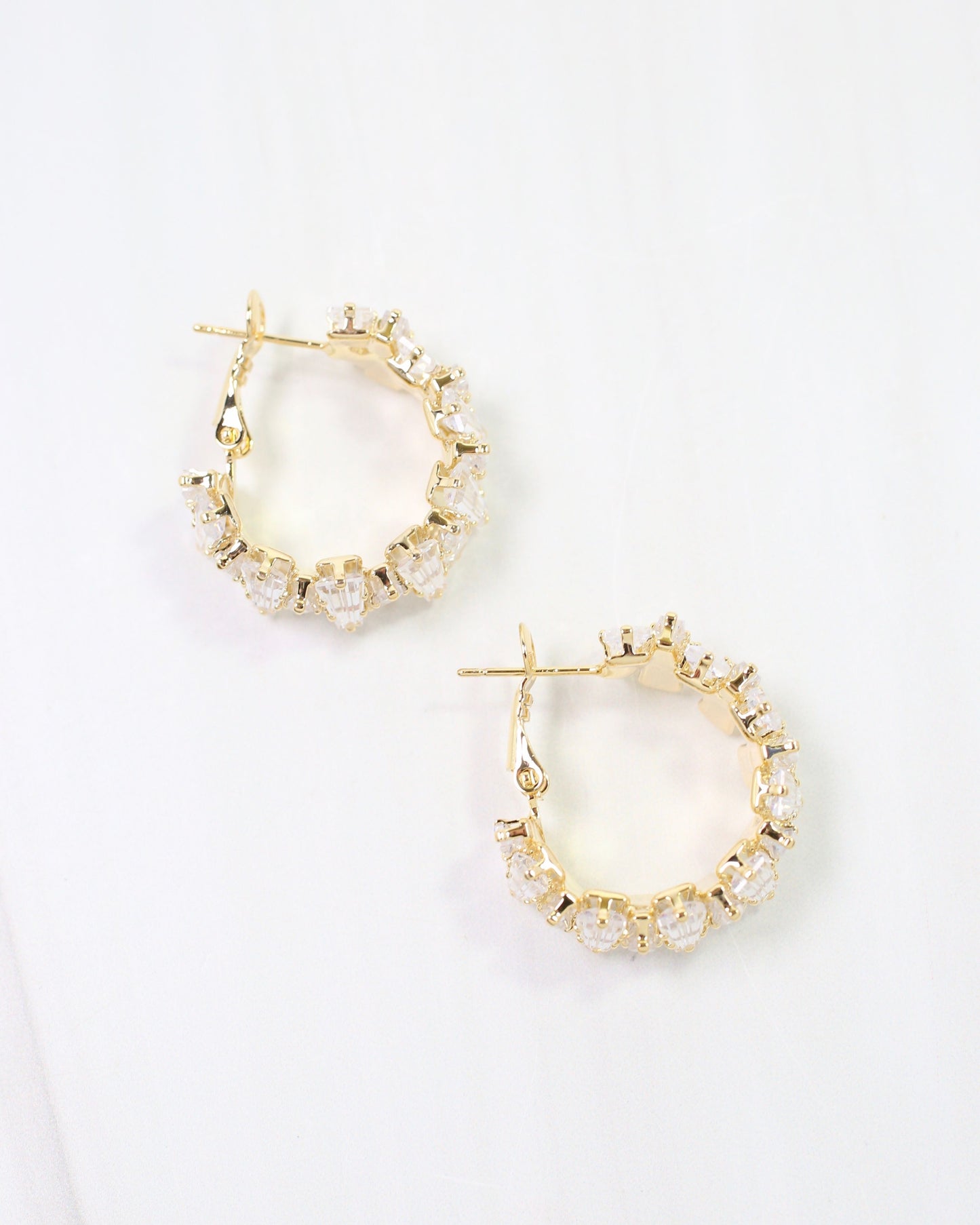 Fredonia Crystal Latchback Hoop Gold