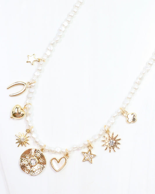 Lois Charm Necklace Pearl