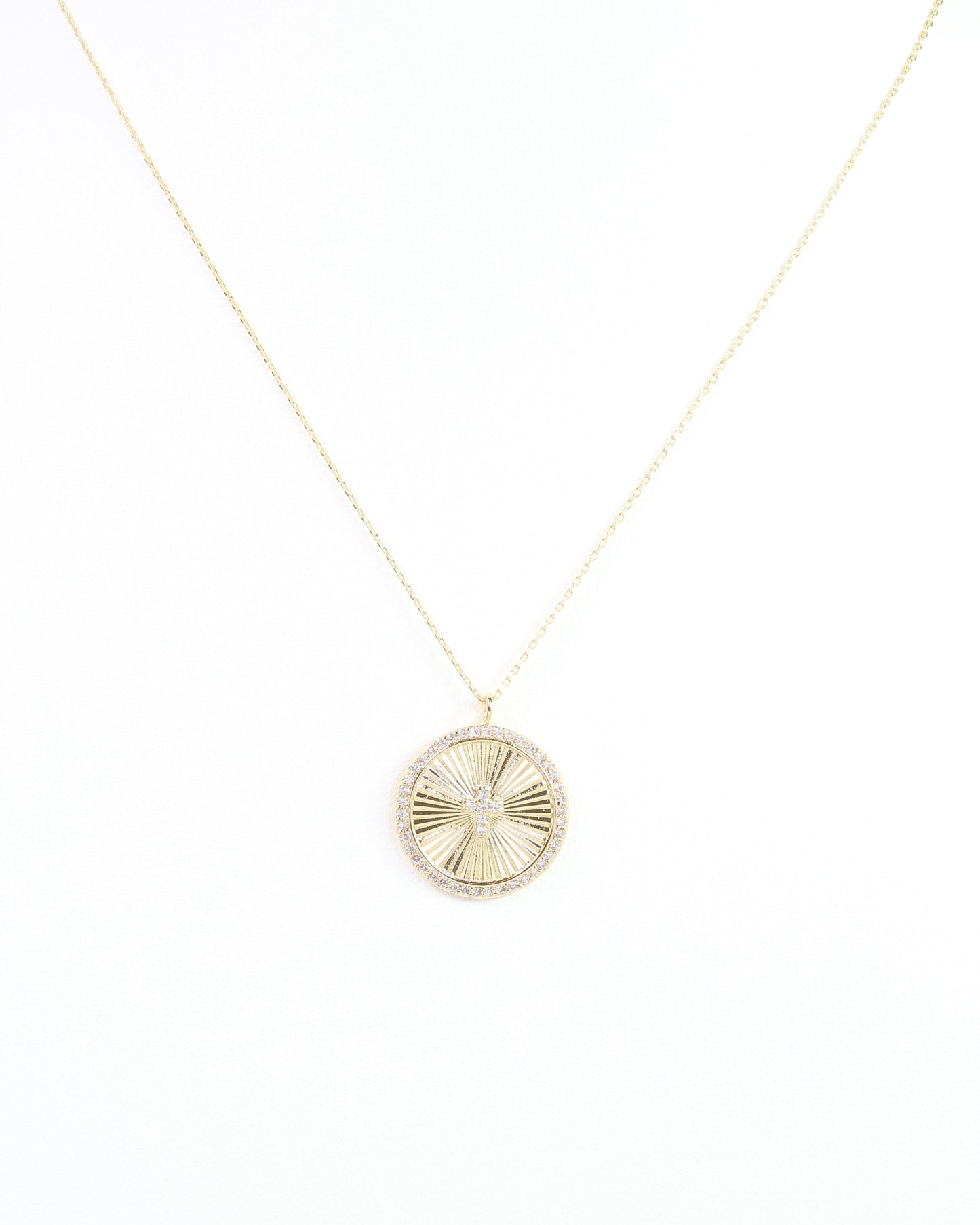 Etta CZ Cross Pendant Necklace WR Gold
